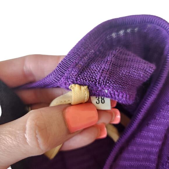 M Missoni Knit Crochet Fit & Flare Dress Purple IT Size 38 / US Size 2 - Picture 8 of 9